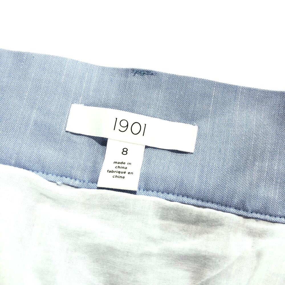 1901 Nordstrom Chambray Button Front Skirt w/ Bow Tie Belt Size 8 Blue Lined EUC - Picture 6 of 7